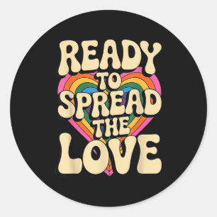 Groovy Retro Rainbow Heart Sitive Valentine Messag Classic Round Sticker