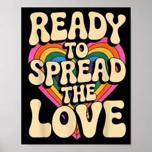 Groovy Retro Rainbow Heart Sitive Valentine Messag Poster
