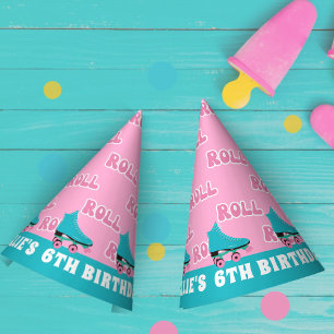Groovy Retro Rainbow Roller Skating Birthday  Party Hat