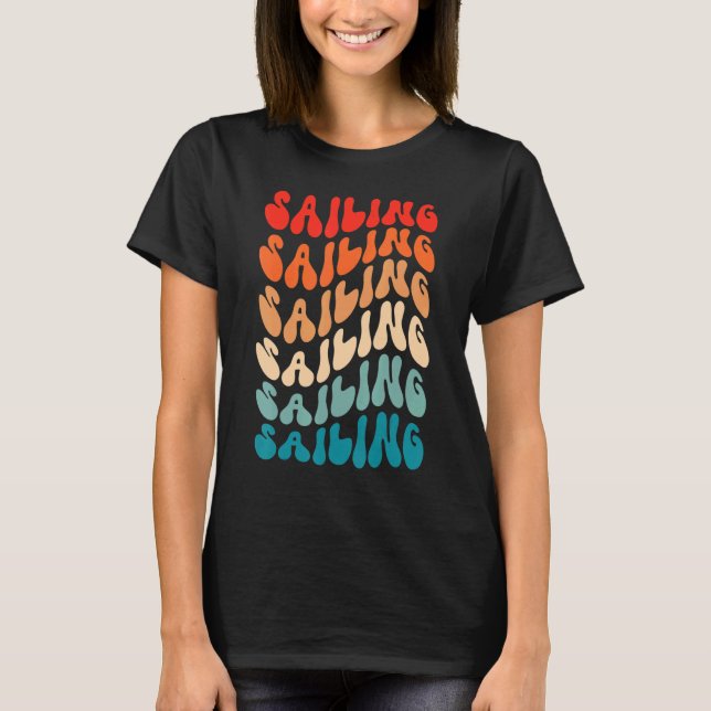 Groovy Retro Sailing Boating Retro 70s Hippie Boho T-Shirt (Front)