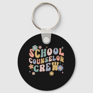 Groovy Retro School Counsellor Crew Teacher Back T Keychain