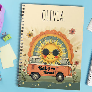 Groovy Retro Smiling Baby Sun, Peace & Love Vibes  Notebook