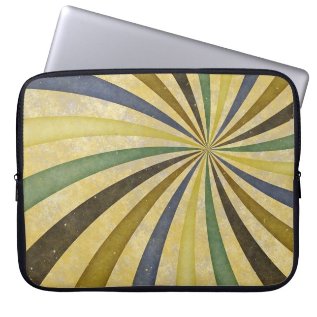 Groovy Retro Spiral Sunbeam Ray Swirl Design Laptop Sleeve (Front)