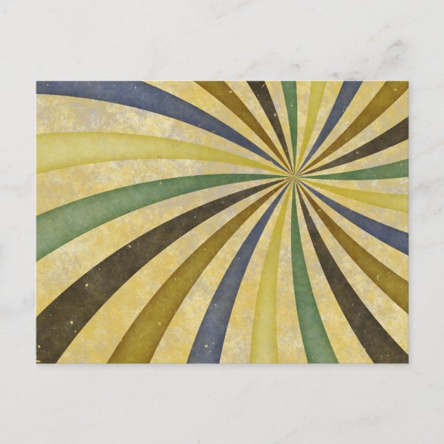 Groovy Retro Spiral Sunbeam Ray Swirl Design Postcard (Front)