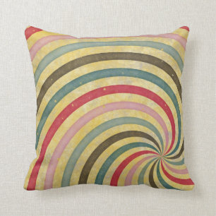 Groovy Retro Spiral Sunbeam Ray Swirl Throw Pillow
