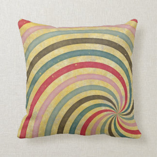 Groovy Retro Spiral Sunbeam Ray Swirl Throw Pillow
