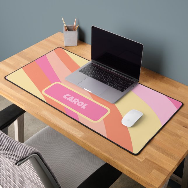 Groovy Retro Stripes Seventies Name Desk Mat (Office 2)