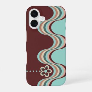 Groovy Retro Style Wavy Lines Flower  iPhone 16 Case