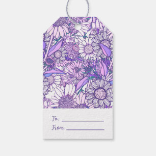 Groovy Retro Summertime Protea And Daisy Pattern G Gift Tags