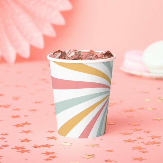 Groovy Retro Swirl Paper Cups (Insitu)