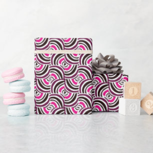 Groovy Retro Swirly Pink Pattern Wrapping Paper