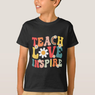 Groovy Retro Teach Love Inspire Byck To School Tea T-Shirt