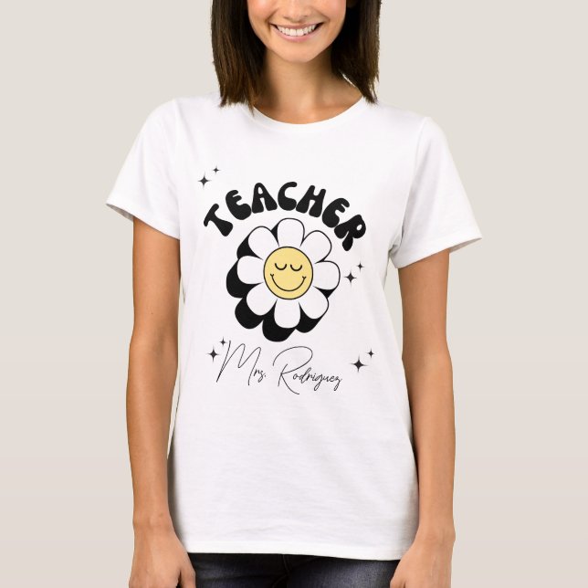 Groovy Retro Teacher T-Shirt (Front)