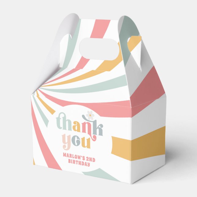 Groovy Retro Thank You Favor Box (Front Side)