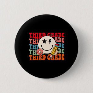 Groovy Retro Third Grade Back To School Students T 2 Inch Round Button