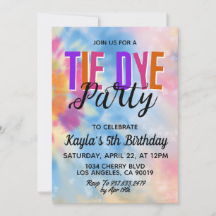 Groovy Retro Tie Dye Birthday Invitation