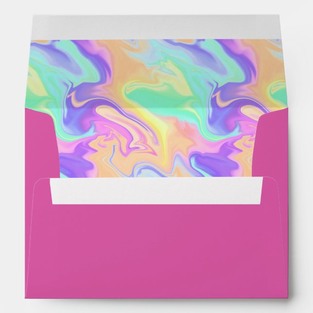 Groovy Retro Tie Dye Pastel Marble Swirl Envelope (Back (Bottom))