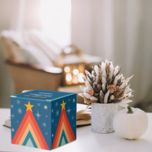 Groovy Retro Vintage Blue Tree Christmas Party