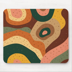 Groovy retro waves and dots with vibrant colours mouse pad