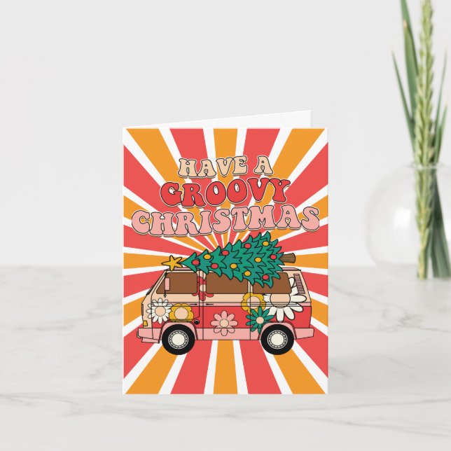 groovy retro xmas -Christmas card (Front)