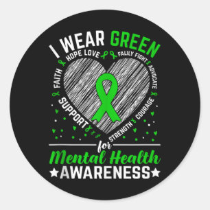 Groovy Ribbon Mental Health S Awareness Men Women  Classic Round Sticker