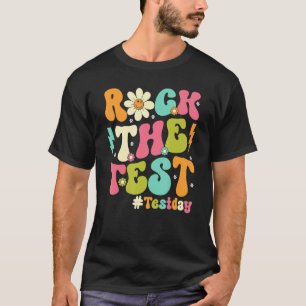 Groovy Rock The Test Motivational Retro Teachers T T-Shirt