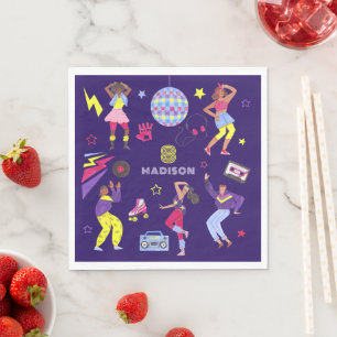 Groovy Roller Disco Party Retro 80s Discoball  Napkin