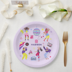 Groovy Roller Disco Party Retro 80s Discoball  Paper Plate