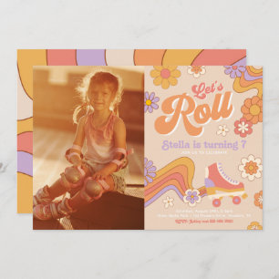 Groovy Roller Skate Photo Invitation   Skating