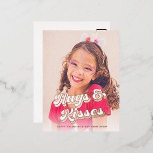 Groovy Rose Gold Valentine's Day Photo Foil Holiday Postcard