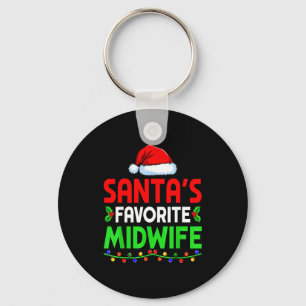 Groovy Santa's Favorite Midwife Nurse Christmas Sa Keychain