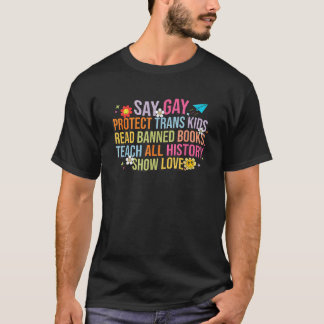 Groovy Say Gay Protect Trans Kids Read Banned Book T-Shirt