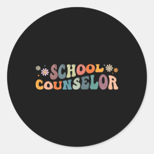 Groovy School Counsellor Counseling Mental Health Classic Round Sticker