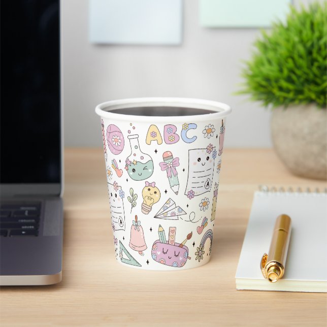 Groovy School Design Theme Paper Cups (Insitu)