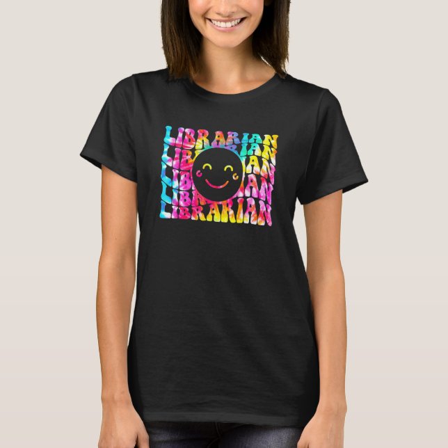 Groovy School Librarian Back To School Retro Libra T-Shirt (Front)