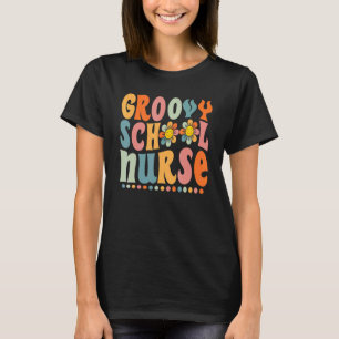 Groovy School Nurse Colourful Daisy back To school T-Shirt