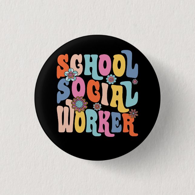 Groovy School Social Worker Coping Skills Back To  1 Inch Round Button (Front)