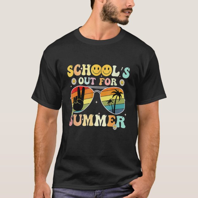 Groovy School's Out For Summer Graduation Teacher  T-Shirt (Front)