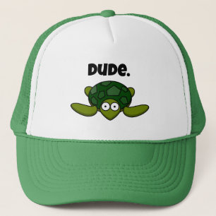 Groovy Sea Turtle Cartoon, Funny Ocean “Dude" Trucker Hat