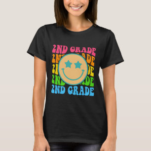 Groovy Second Grade Vibes Face Retro Teachers Back T-Shirt