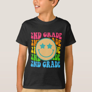 Groovy Second Grade Vibes Face Retro Teachers Back T-Shirt