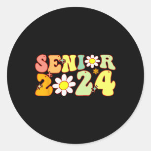 Groovy Senior 2024 Back To School Graduation Class Classic Round Sticker