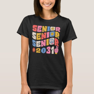 Groovy Senior 2031 Graduation Back To School Class T-Shirt