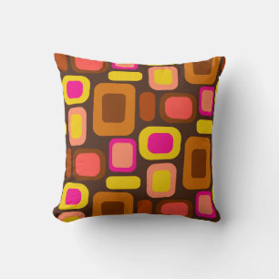 Groovy Seventies Retro Lounge Revival Throw Pillow