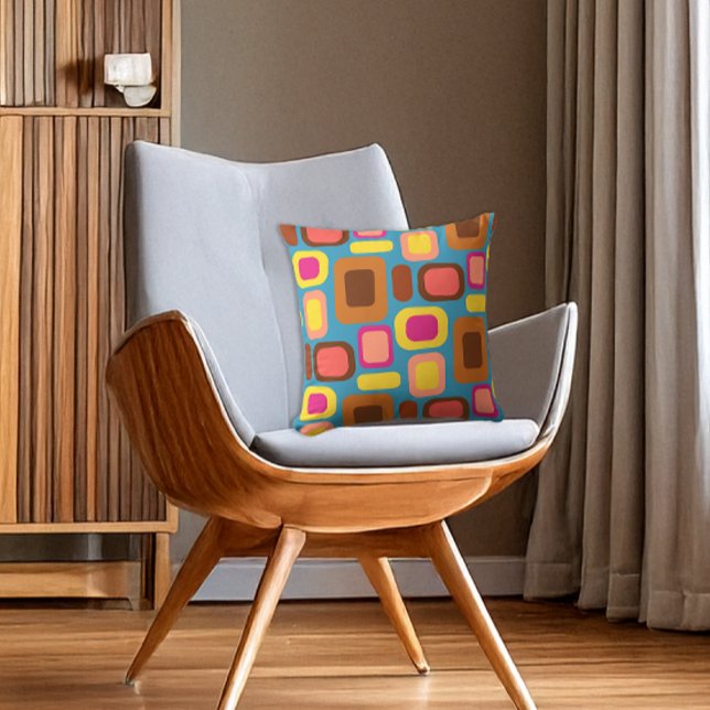 Groovy Seventies Retro Lounge Revival Throw Pillow (Creator Uploaded)