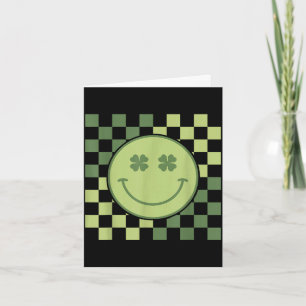 Groovy shamrock smile face st patricks day men kid card