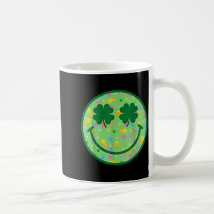 Groovy shamrock smile face st patricks day men kid coffee mug
