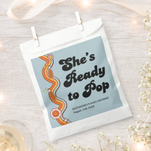Groovy Shes Ready to Pop Retro Dusty Blue Favour Bag