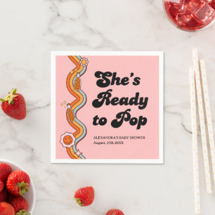 Groovy Shes Ready to Pop Retro Dusty Rose Napkin