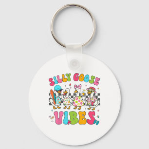 Groovy Silly Goose Vibes Matching Family Summer Va Keychain